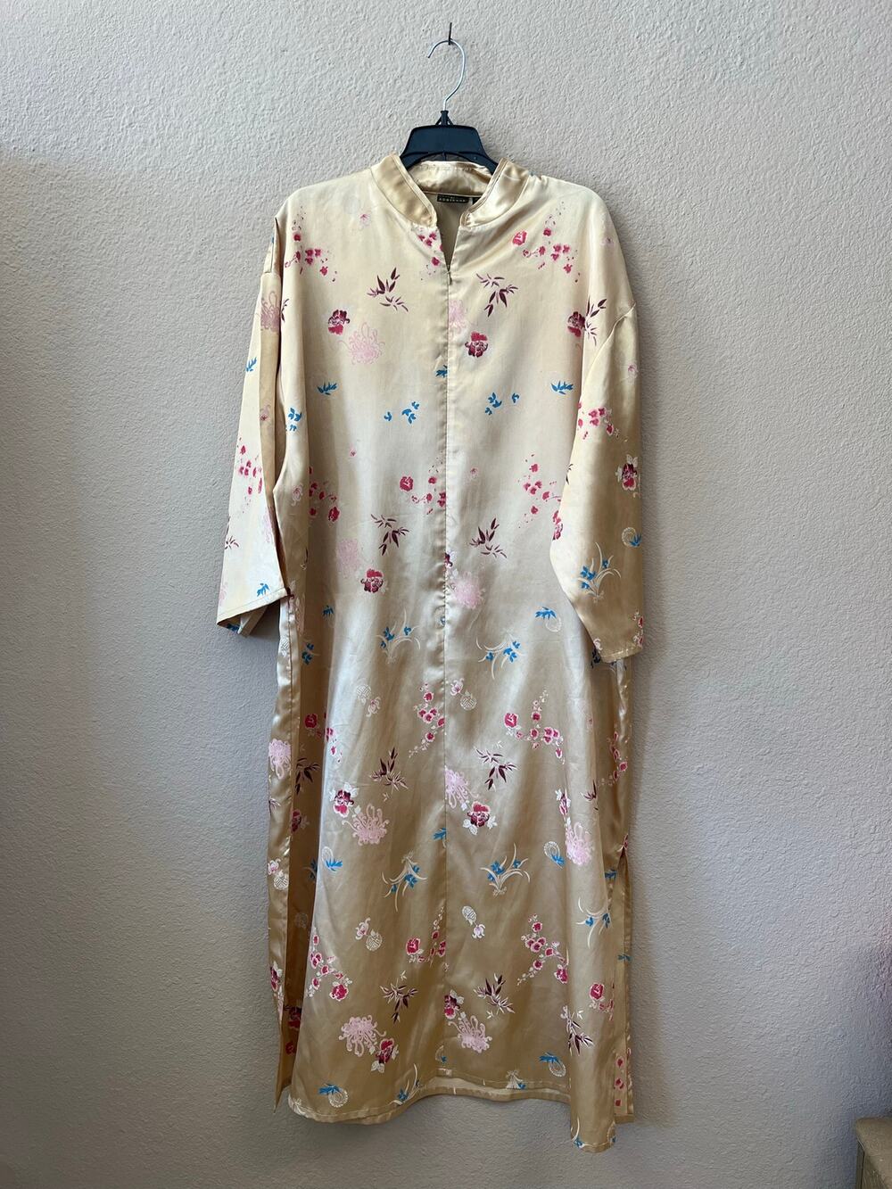Gold floral Club A Spa Wear by Adrienne kaftan tunic robe OSFA